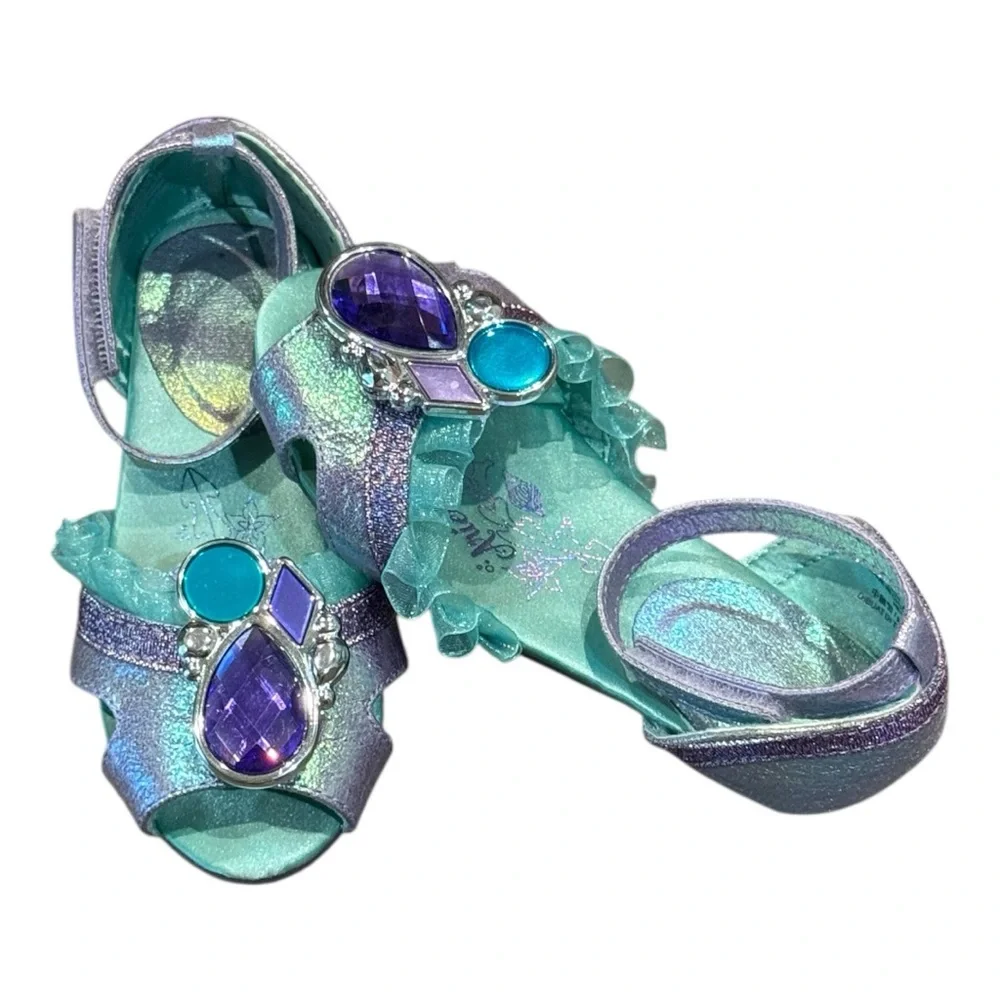 Disney Girls Iridescent Teal and Purple Gem Dress Sandals